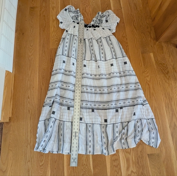 Free People - White And Black Jaime Embroidered Maxi Dress - Size M - Picture 6 of 8